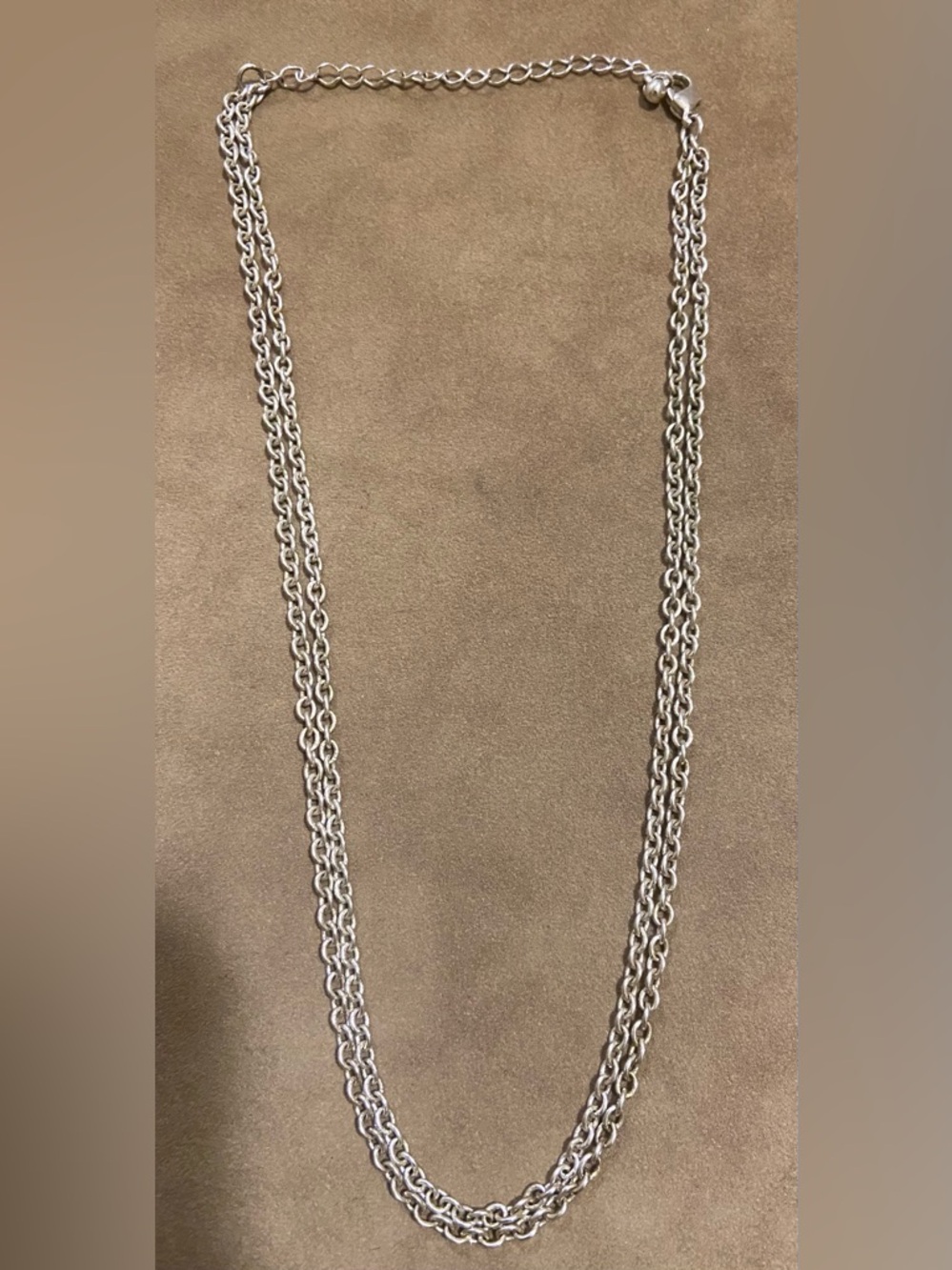Steel Double Rope Chain Necklace - Silver